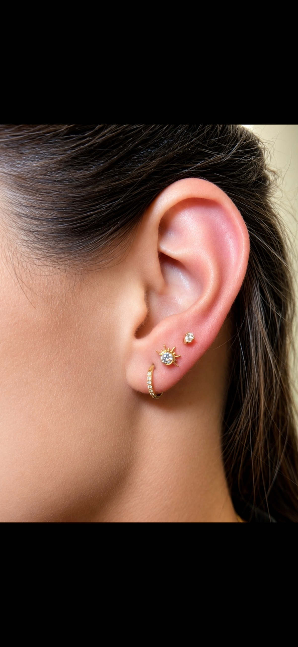 Sunrise Glow Stud - Sunrise CZ / Gold PVD Flat Back Titanium