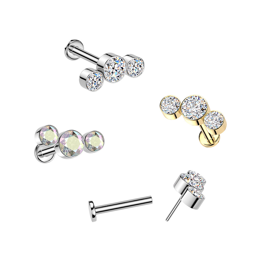 Trio Spark Stud - Gold PVD Plated (Flat Back Titanium)