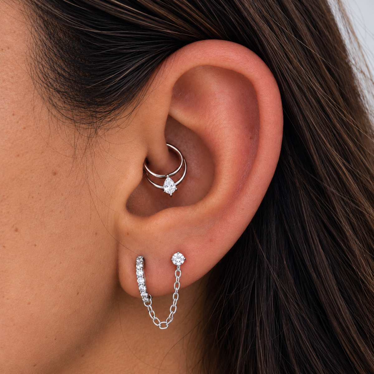 Silver Titanium Ear Stack - 3 PieceSet | ASTM F136