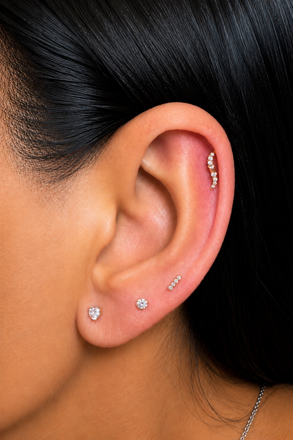 Pear Spark Stud - CZ / Gold PVD Flat Back Titanium