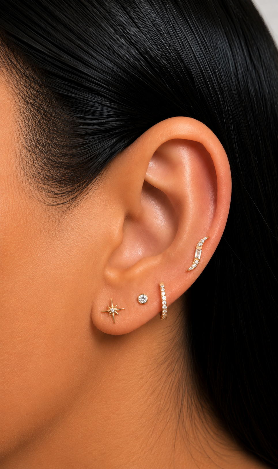 Essential Mini Stud - 3mm Moissanite / 24k Gold PVD Titanium