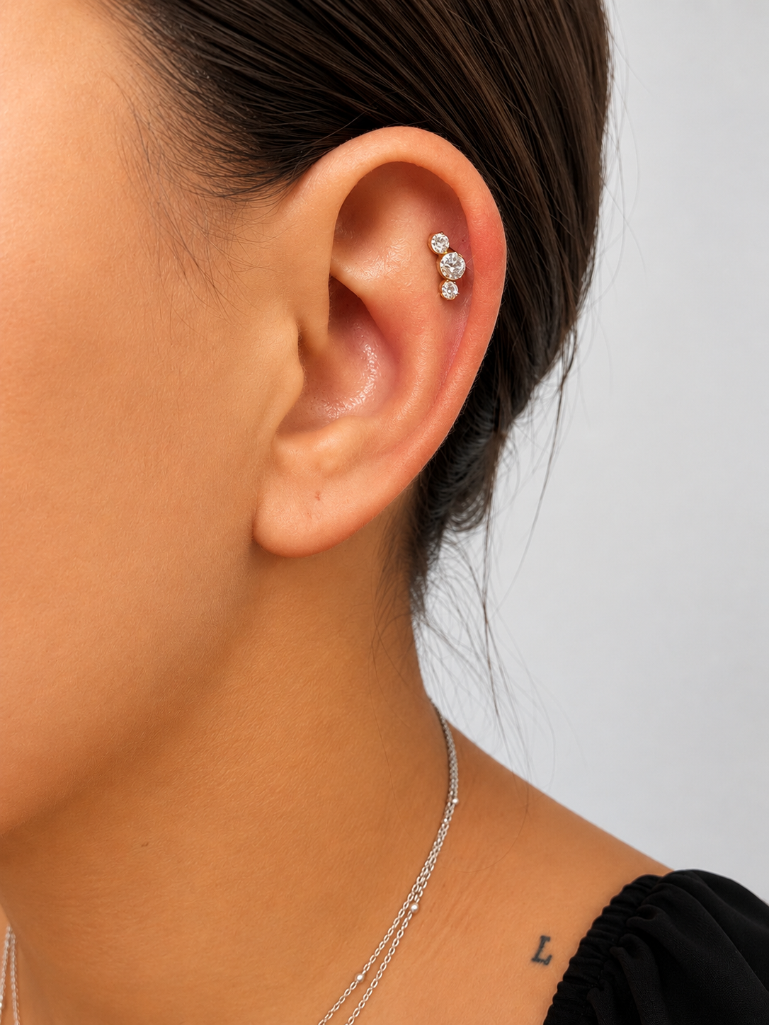 Trio Spark Stud - Gold PVD Plated (Flat Back Titanium)