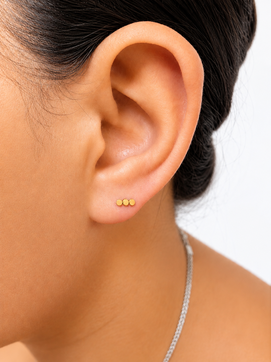 Triple Dot Stud - Gold PVD Plated (Flat Back Titanium)