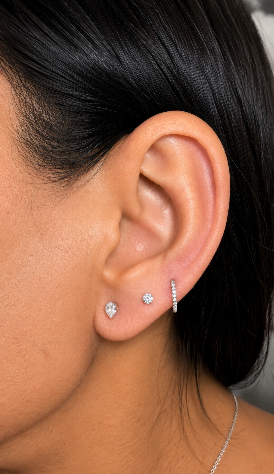 Pear Spark Stud - CZ / Gold PVD Flat Back Titanium