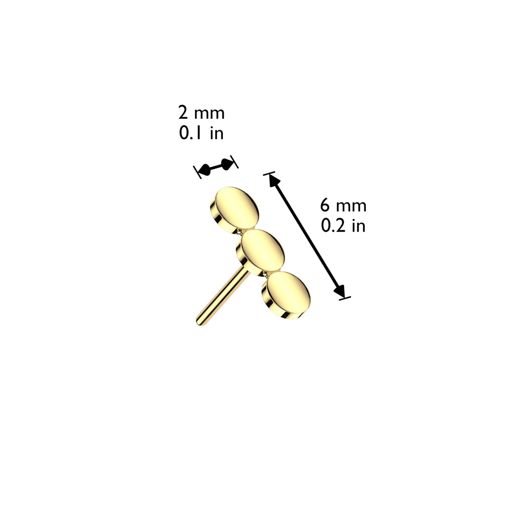 Triple Dot Stud - Gold PVD Plated (Flat Back Titanium)