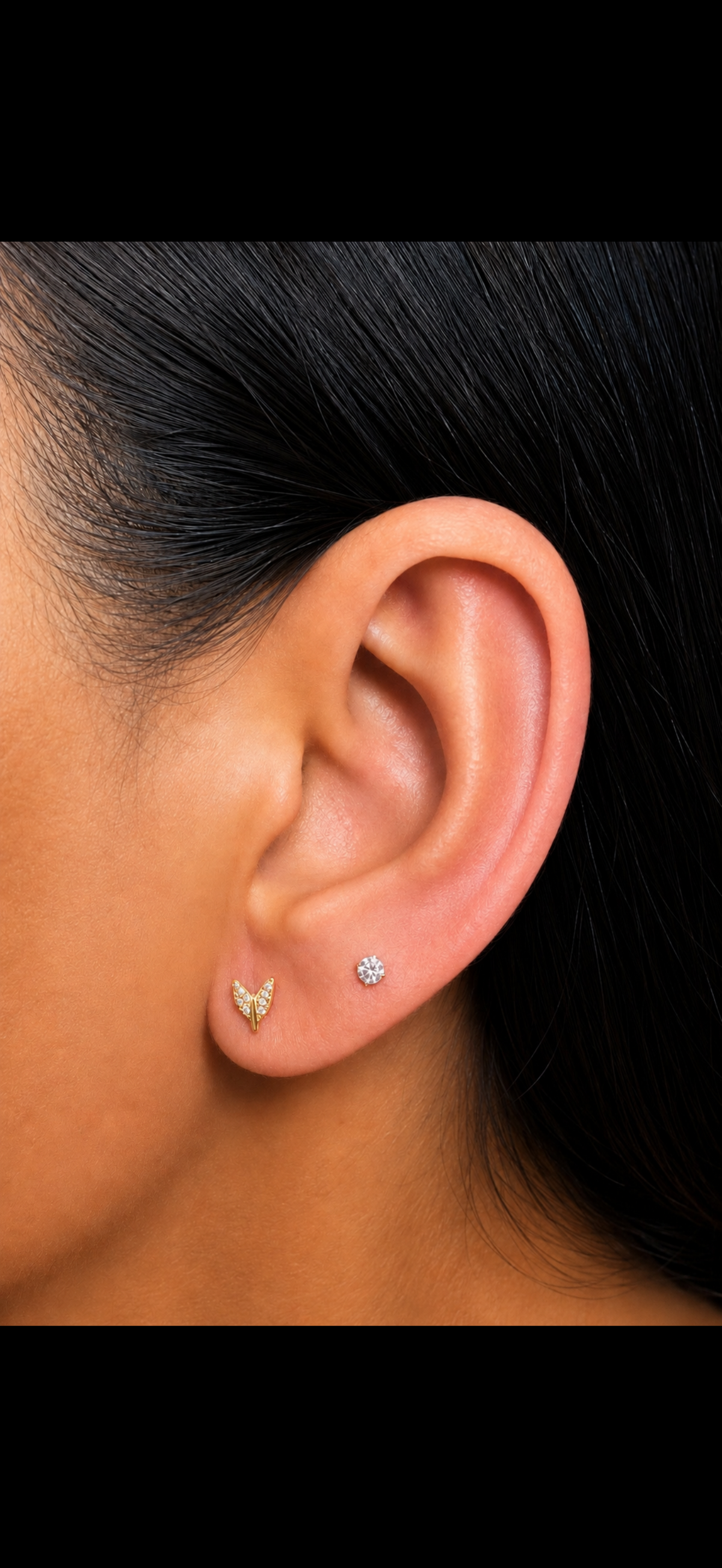 Essential Mini Stud - 3mm Moissanite / 24k Gold PVD Titanium