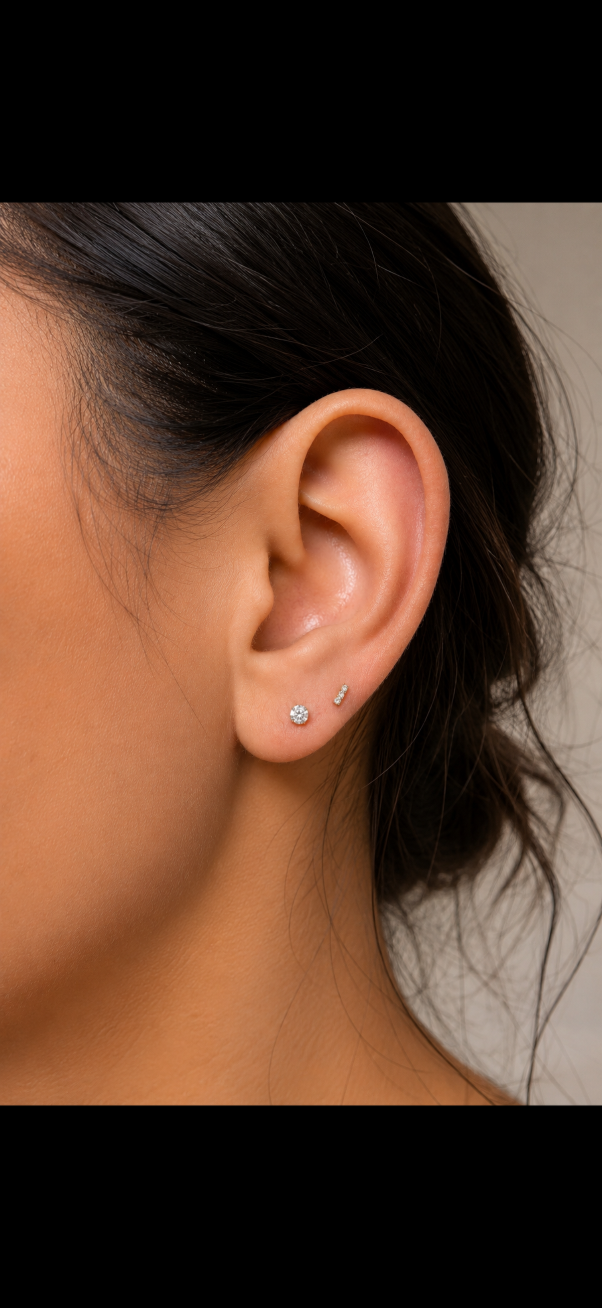 Triple Spark Bar - Gold PVD Plated/CZ (Flat Back Titanium)