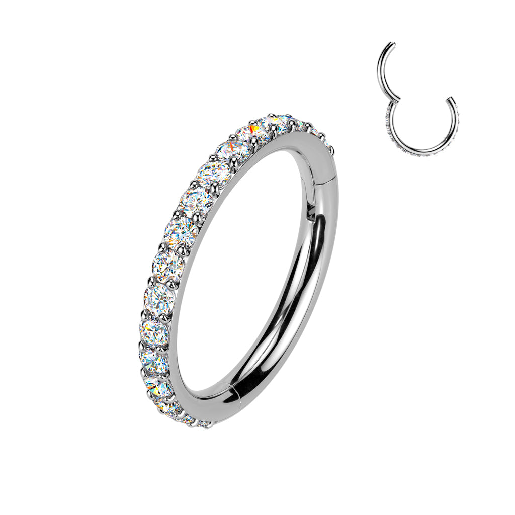 Pavé Glow Hoop - Moissanite Pavé / Silver Titanium