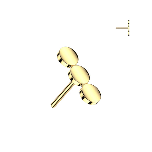 Triple Dot Stud - Gold PVD Plated (Flat Back Titanium)